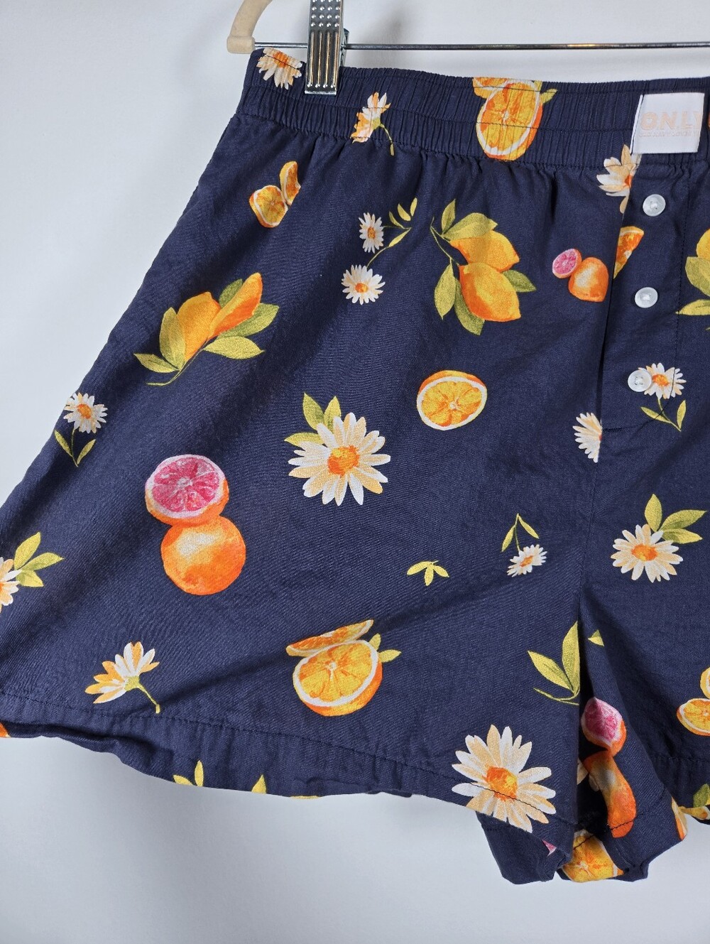 Old Navy Classic Woven Citrus Floral Navy 2pc Pajama Set Bralette Shorts S-M - Picture 12 of 16